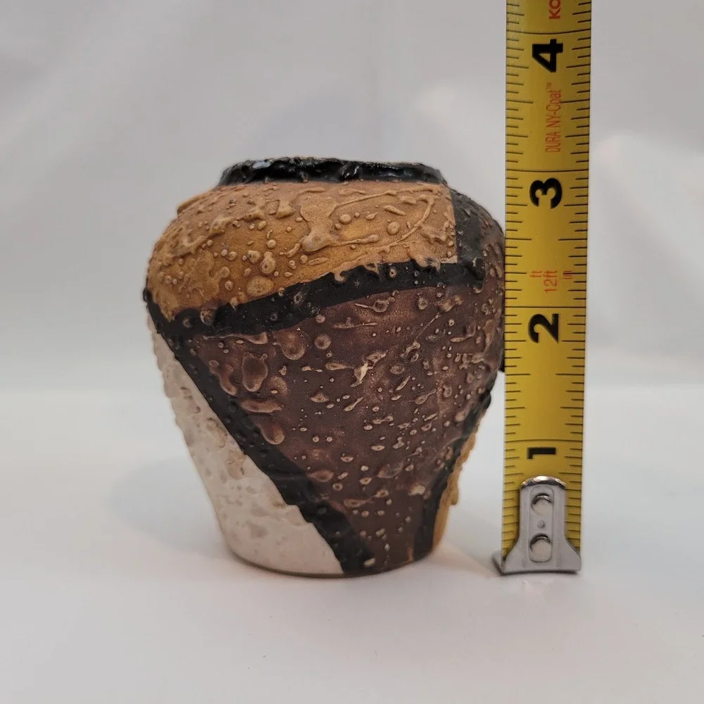 Unbranded Vtg Lava Glaze Bud Vase Studio Pottery Earth Tones Textured Ceramic